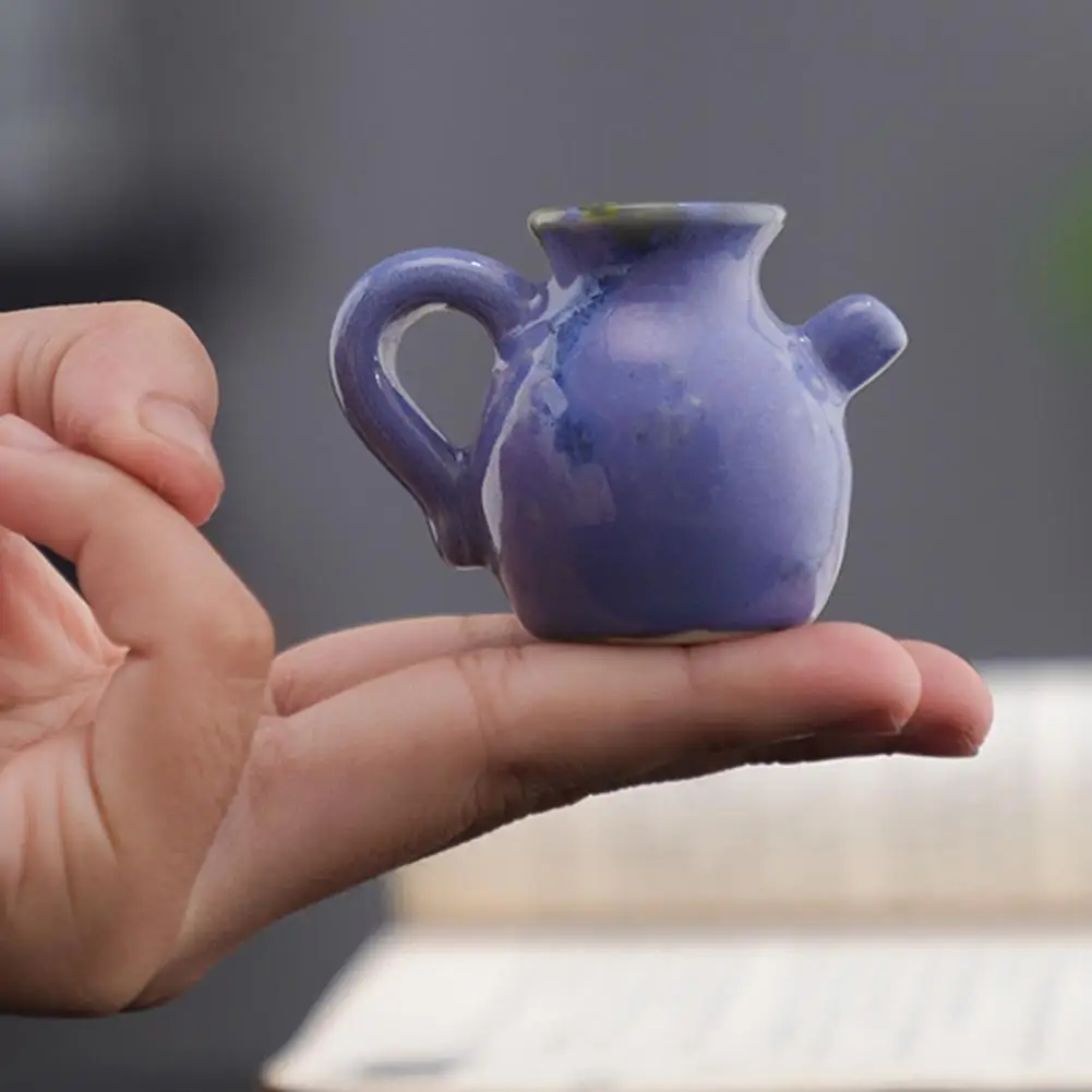 Small Decorative Vase Vintage Mini Flower Vase Figurine Colored Pottery Miniature Statue Sculpture Tiny Flower Pot Holder