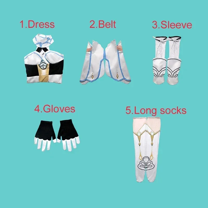 جينشين إمباكت لومين أزياء تنكرية للهالوين فستان كرنفال بما في ذلك قفازات وجوارب زي خادمة لوليتا