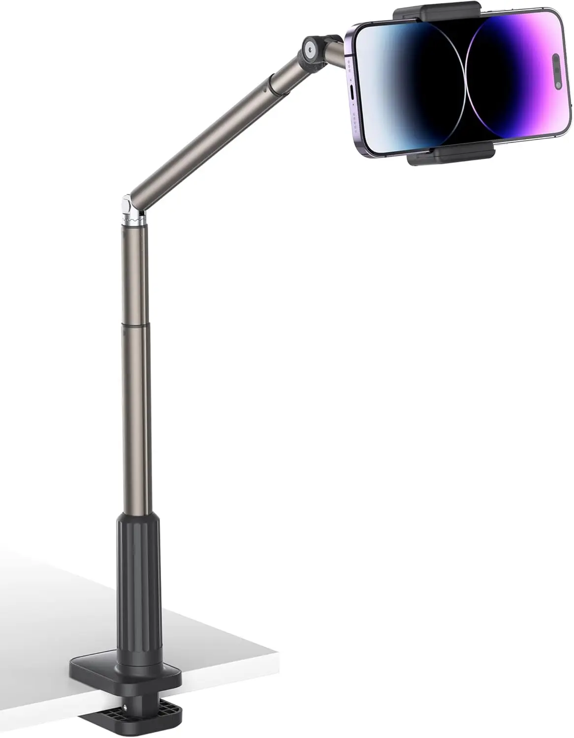 

Universal Flexible Phone Holder for Desk and Bed, Compatible with iPhone and Android, 360 Adjustable Arm Clamp Stand