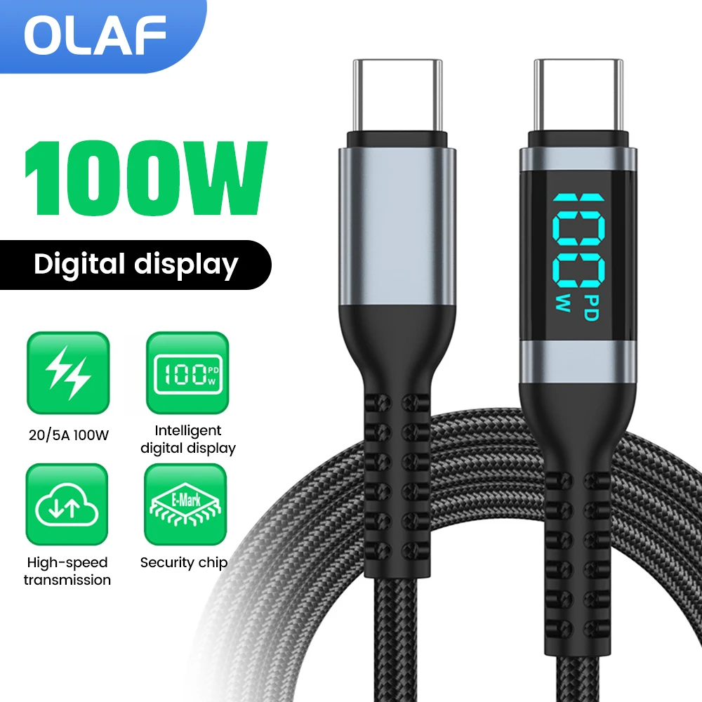 

100W Type C To USB C Cable PD Fast Charging Charger Wire For iPhone 15 Macbook Pro Xiaomi Samsung Laptop USB C Cord 0.5M/1.2M/2M