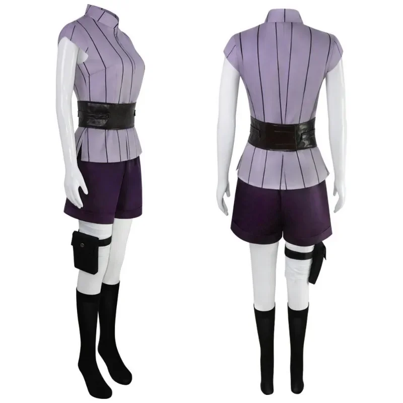 Costume cosplay Hyuga Hinata Set completo Abiti anime Personaggio Accessori per oggetti di scena Vacanza Carnevale Festa vestire Abito viola da donna