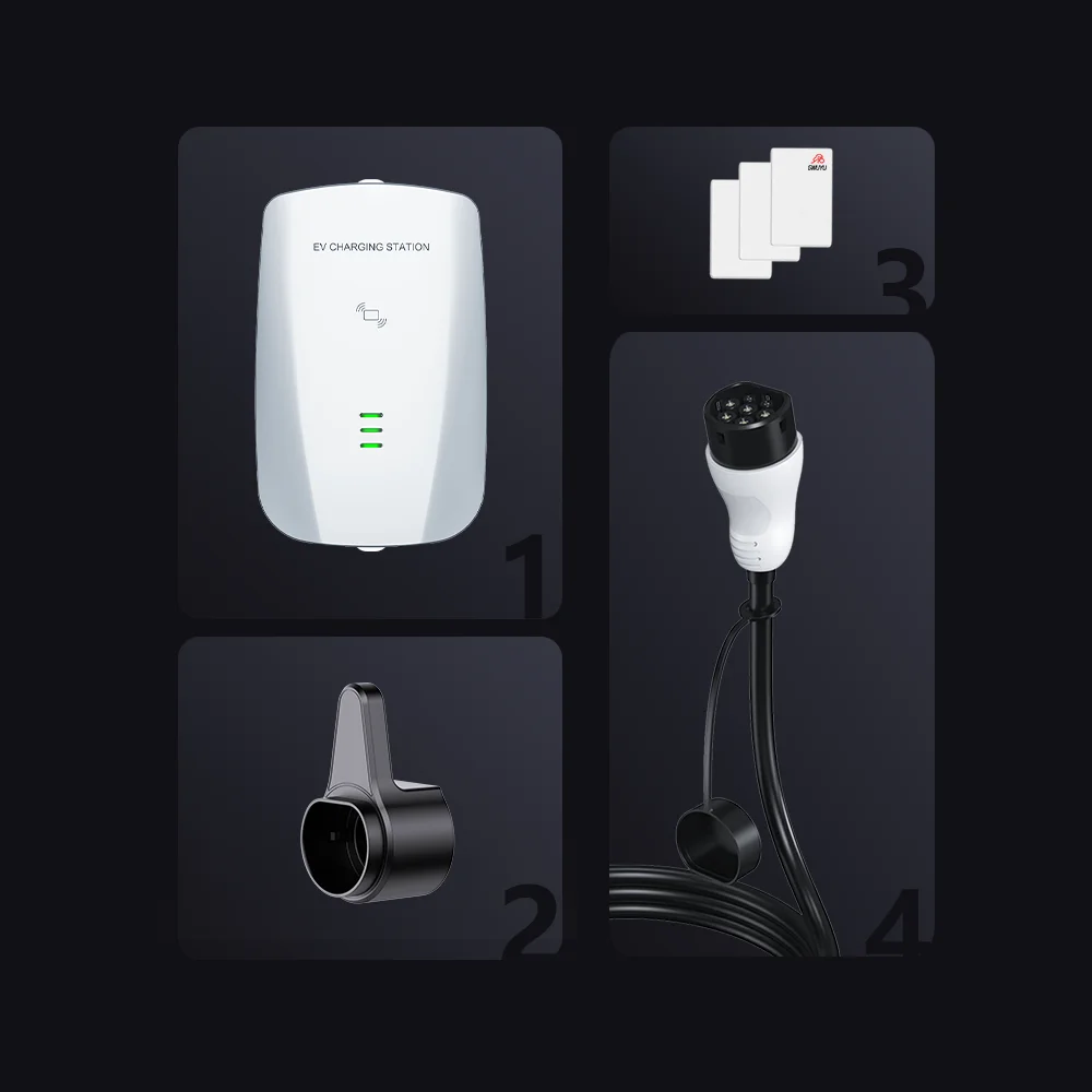 GWUYU JZ80 EV Charging Station 7.6KW 32A 220V 11KW 16A 380V APP Control Swipe Charging Electric Vehicle Car Charger Wallbox