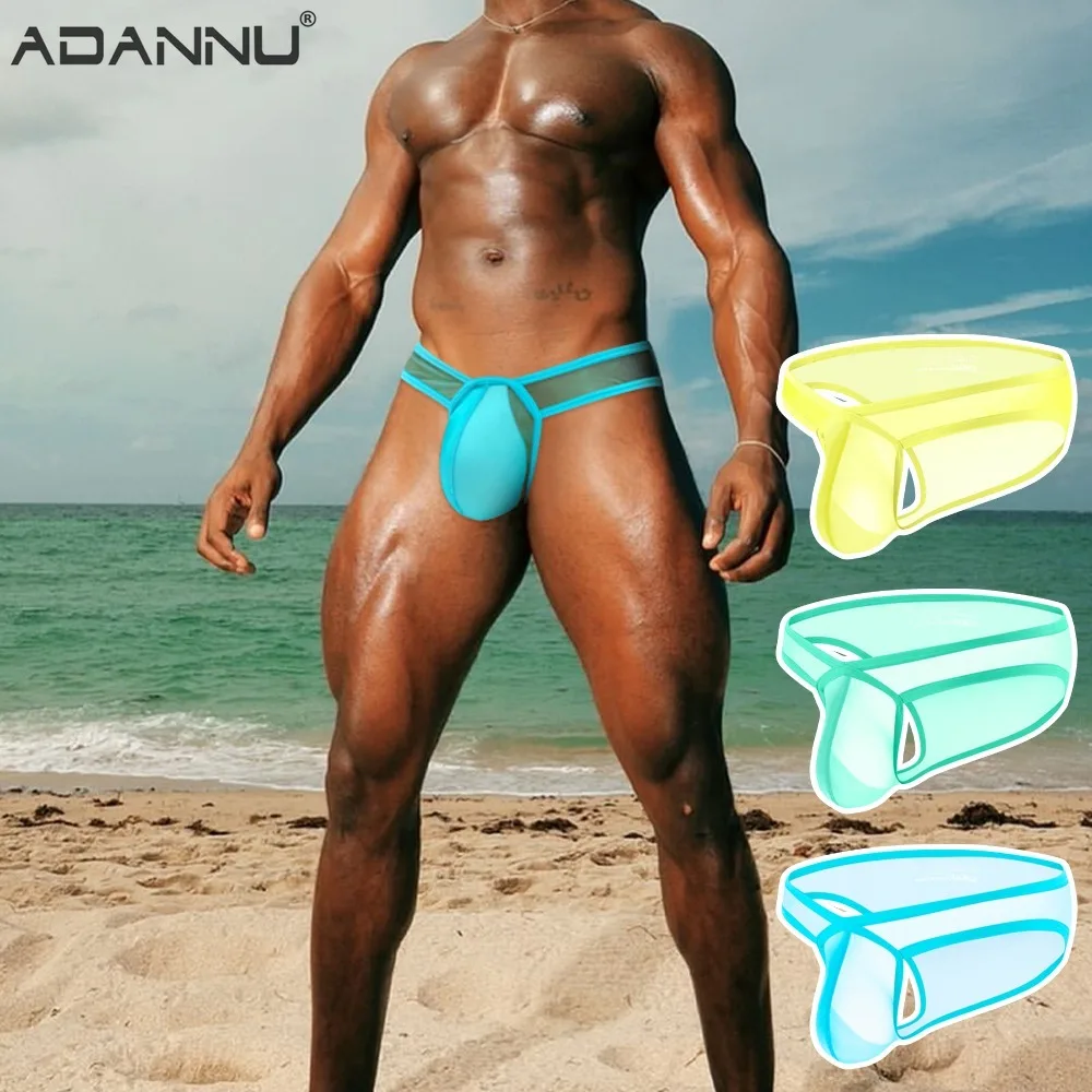 

Прозрачное мужское нижнее белье из ледяного шелка, независимые трусы с большой U-образной сумкой, сексуальные трусы с низкой талией и высокой вилкой для мужчин, спортивные трусики