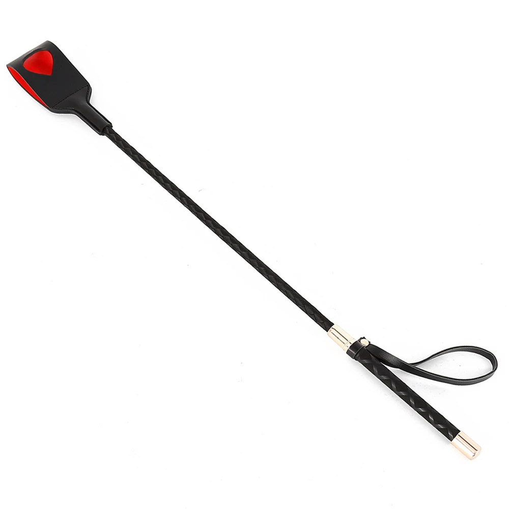 61CM Riding Crop PU Leather Whip Hollowed out Heart-shaped Crops Equestrianism HorseWhip with Wristband