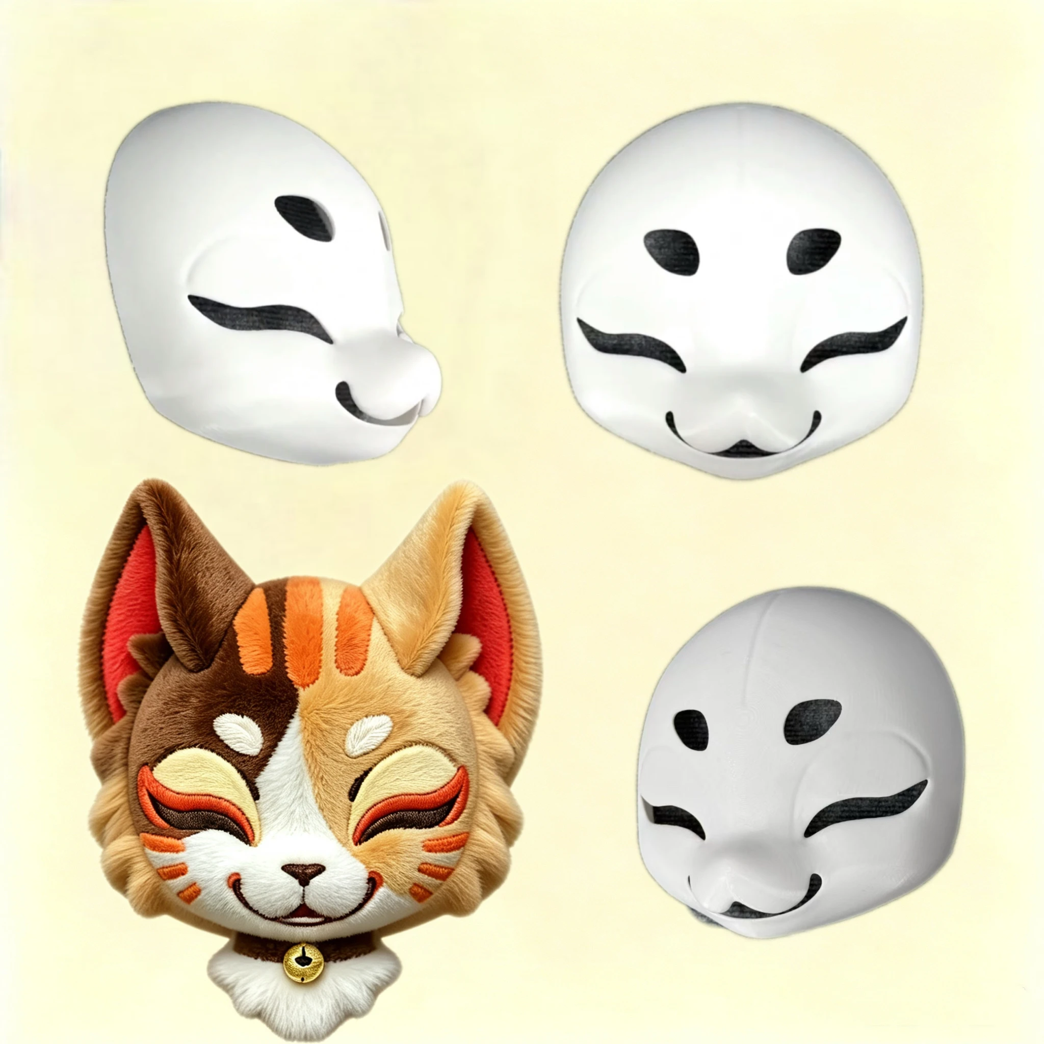 Original 3D Printed Kemono Basic Mask Cat Squinting Eyes Cute Animal Clothing Fursuit Skull Cosplay Accessories PETG Material