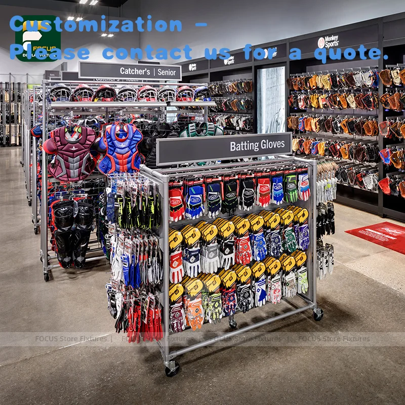

custom.Retail Display Stand Sports Glove Apparel Fixture Multi-Layer Hanging Rack Mobile Clothing Holder Protective Gear Showcas