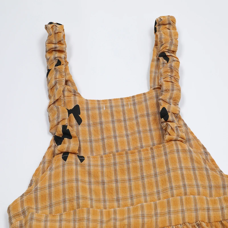 Robe Courte à Bretelles de Style Pastoral pour Femme, Vêtement à Rayures, Plaid, Nministériels d Papillon Imprimé, Taille Serrée, Jaune, Noir, Été