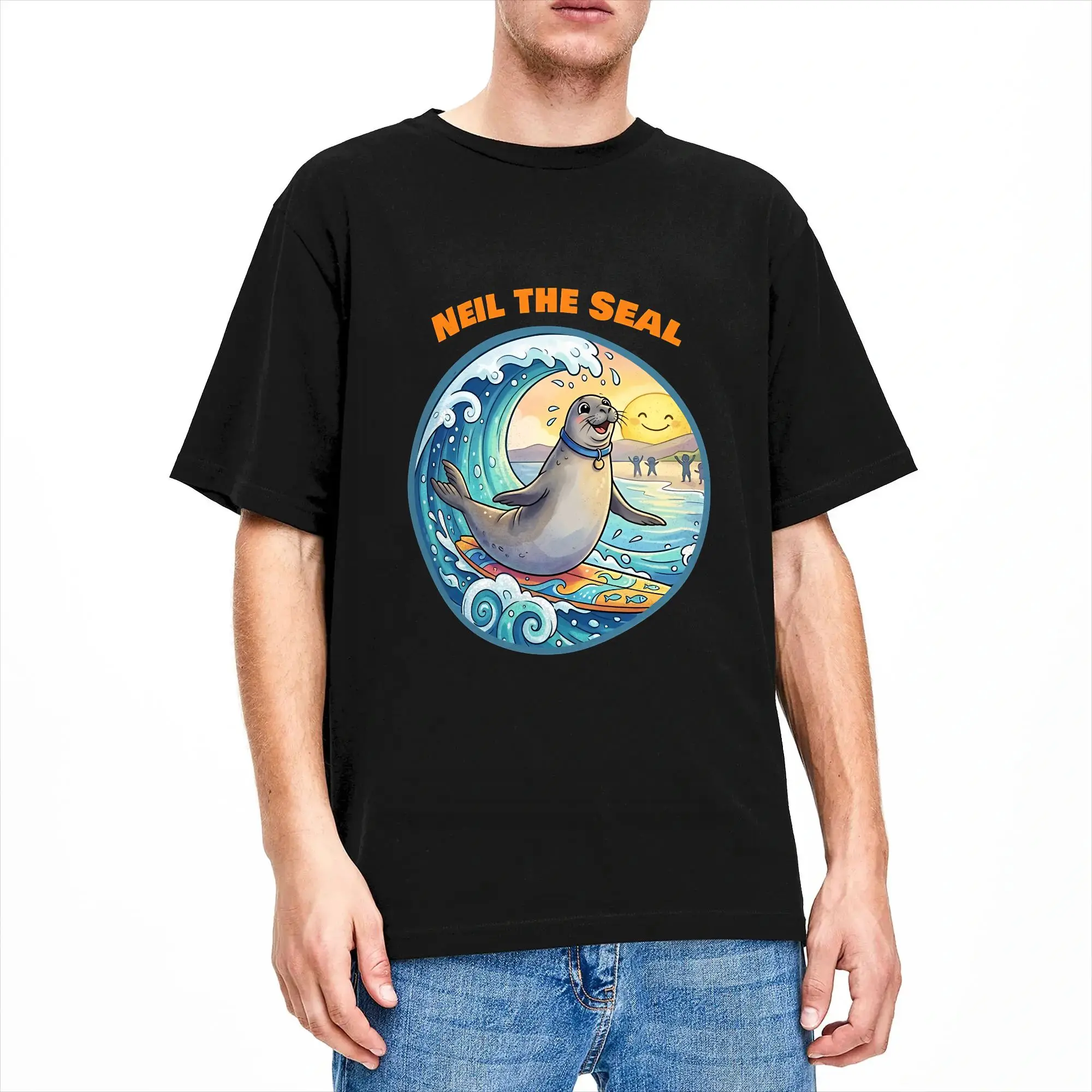 Neil the Seal  T-Shirt  Harajuku T-Shirts Short Sleeve Streetwear Tops Summer Cotton Oversize Top Tees