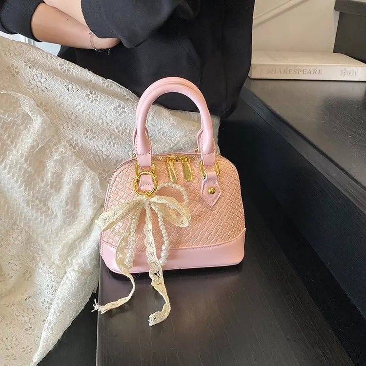 

2026 New Women's Shell Bag, Textured Crossbody Bag, Simple Square Bag with Color Block Design, Elegant Shoulder Bag