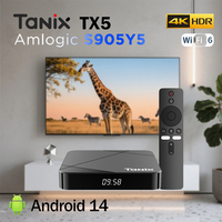 Tanix TX5 TV Box Amlogic S905Y5 Android 14.0 Smart TV Box 2.4G&5G Wifi6 Support 4K@60fps HDR10+ BT Set Top Box Media Player