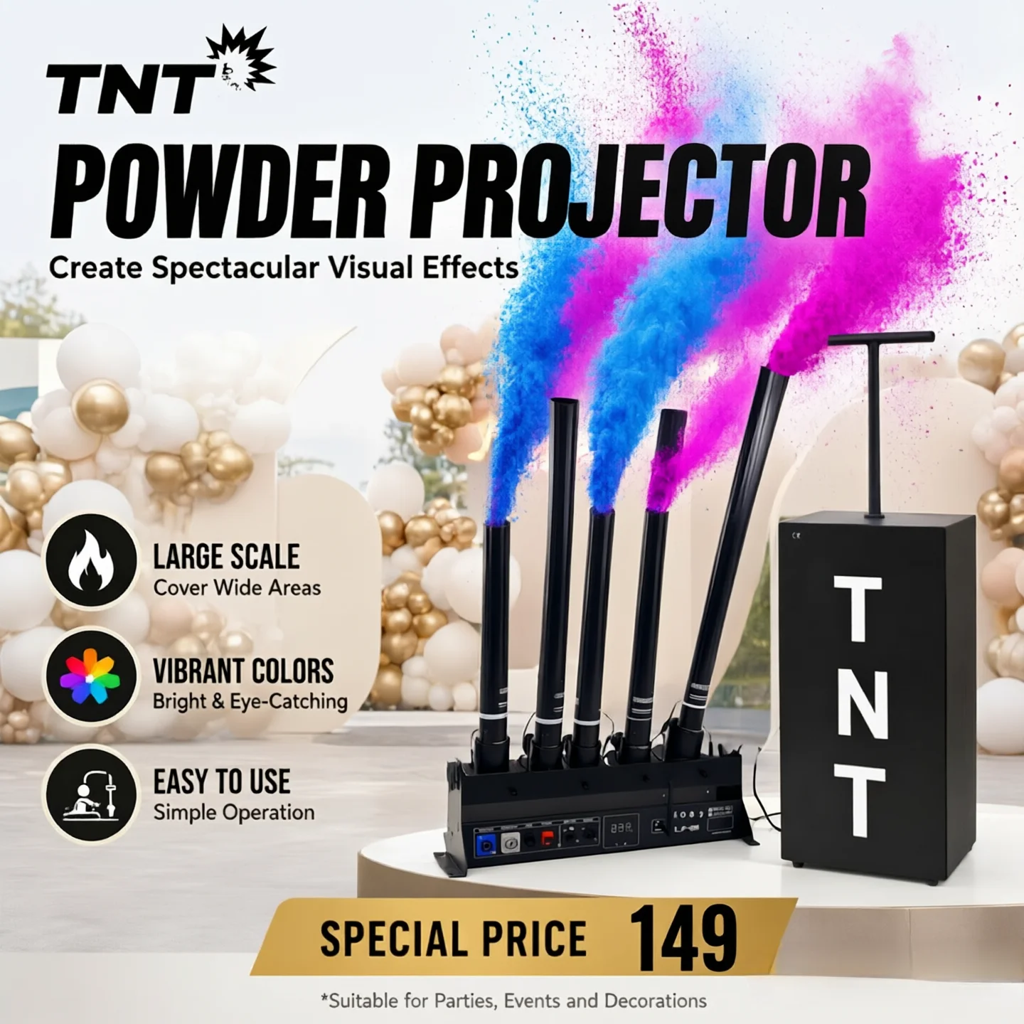 Confetti Cannon Tube - Geslachtsonthulling TNT Rookmachine Elektronische Confettikanon met