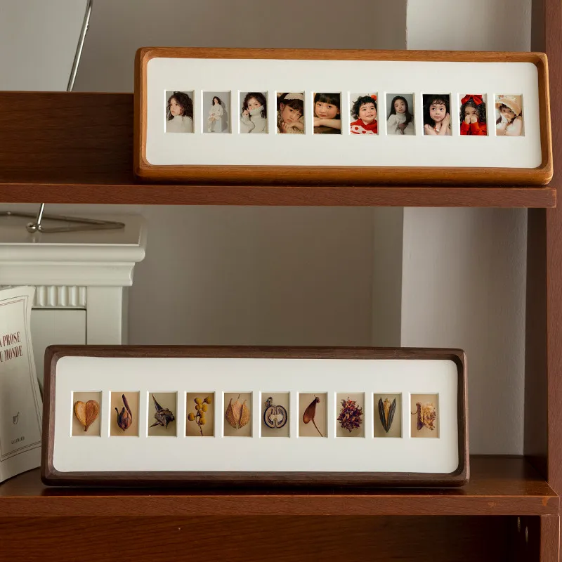 Marco de Fotos de Madera de Nogal Negro para Bebés, Soporte para Retratos de Primer Cumpleaños, Collage para Registrar el Crecimiento Infantil, Exhibición de Sobremesa de Madera Sólida