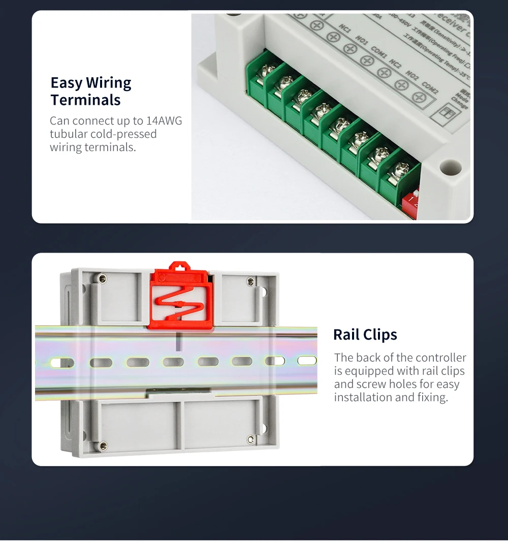 433mhz AC 220V  240V  380V 2 CH  RF Wireless Remote Control Switch   30A Relay  for Electric Retractable Door/Shutter Limit