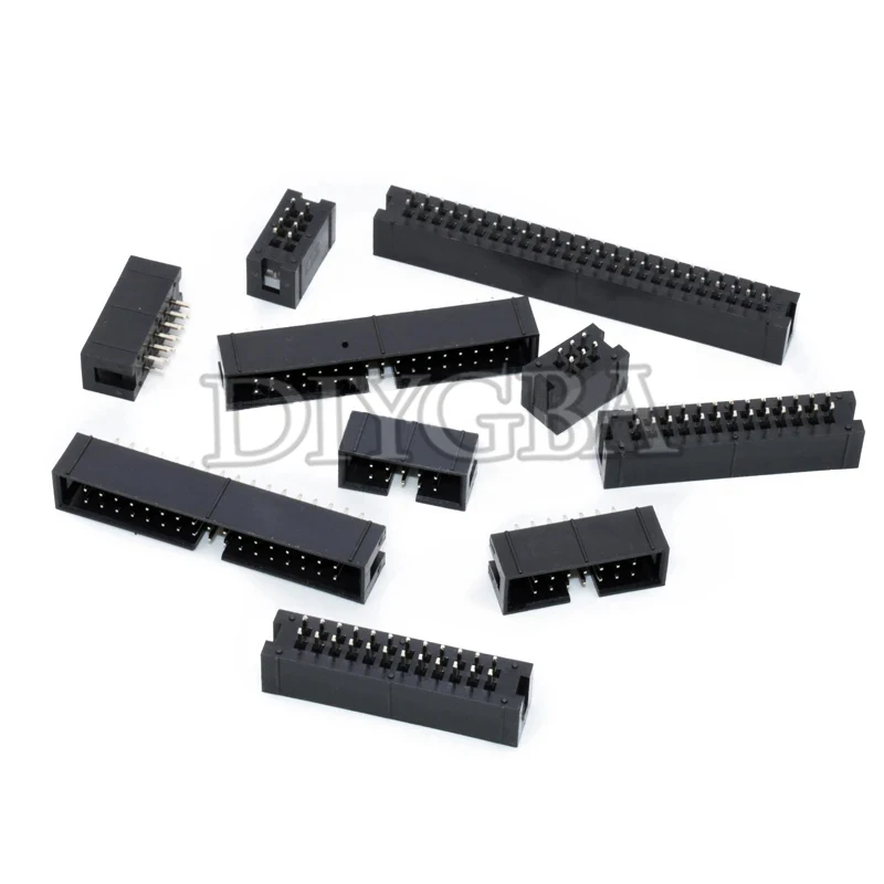 10pcs DC3 Through Hole 6 8 10 12 14 16 20 26 30 34 40 50Pin 2.54mm Pitch Straight Male Shrouded PCB IDC Socket Box Header