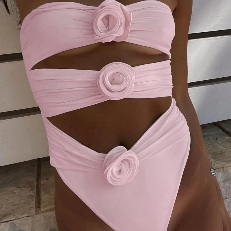 Floral sexy bodysuit banho estrela do mar oco para fora praia feminina maiô de uma peça 2025 feminino biquini natação meninas roupas