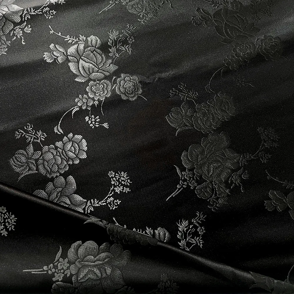 Damask Satin Brocade Jacquard Fabric Vintage Floral Vein For Sewing Coat Curtain Tablecloth Sofa Cushion And Skirt Clothing