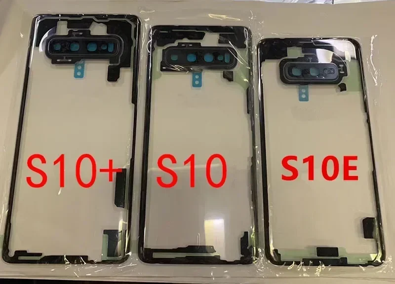Housing For Samsung Galaxy S20 S21 Ultra S10 Plus 5G S9 S8 S7 Edge Transparent Battery Back Cover Repair Door Rear Case + Lens