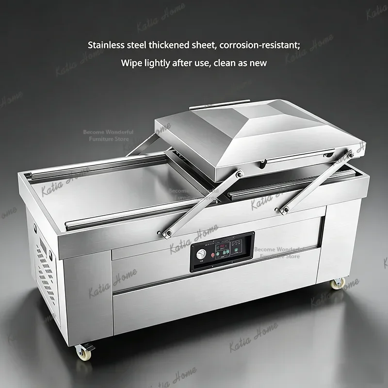 YJ Nordic Kitchen Stainless steel Vacuum Food Packing Machine Portable Storage Double Chamber Automatic Vacuum Sealer FYPM