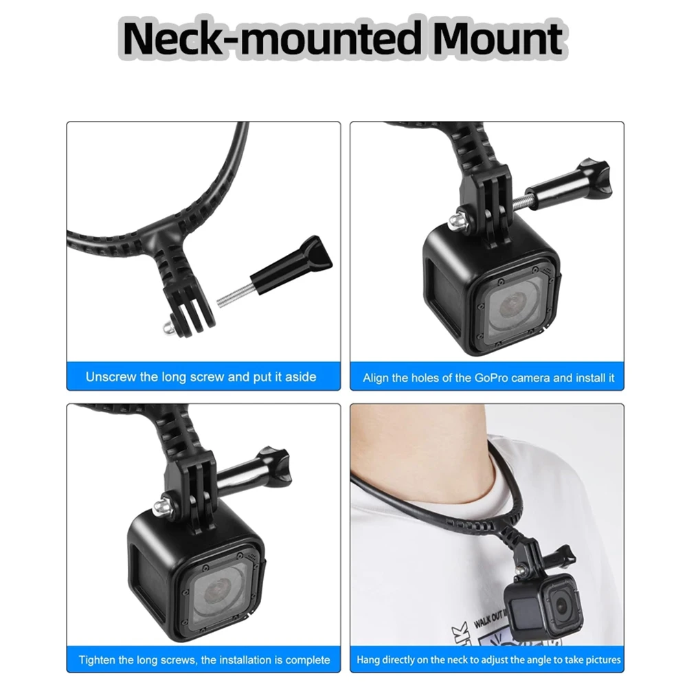 For GoPro Neck Mount Adjustable Phone Mount Cycling Photography For GoPro Hero 13 12 11 10 9 Insta360 X4 X3 DJI Action 4 3 AKASO