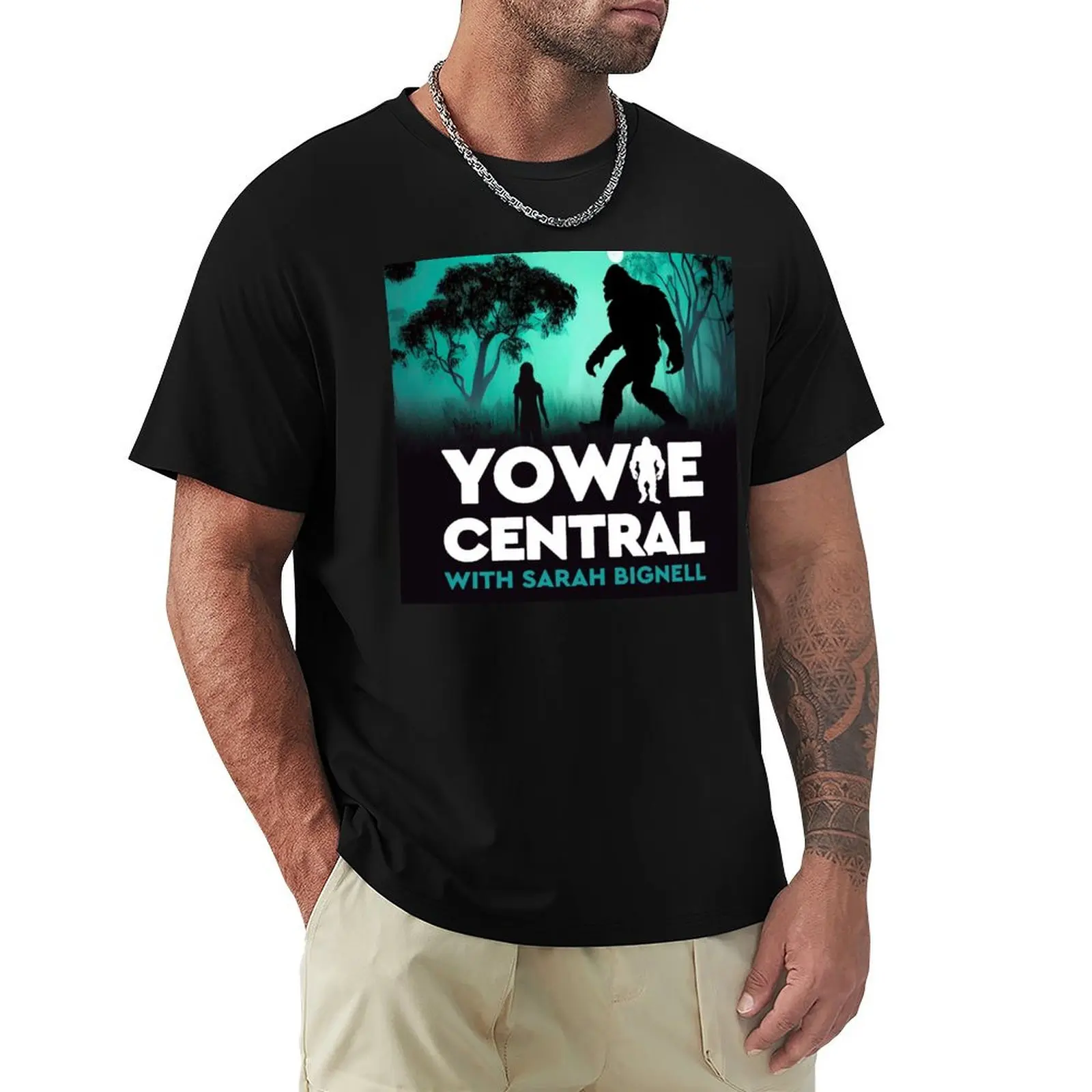 Yowie Central logo with artwork by Jasmine Winter Designs T-Shirt Fashion Casual Short Sleeve T-Shirt
