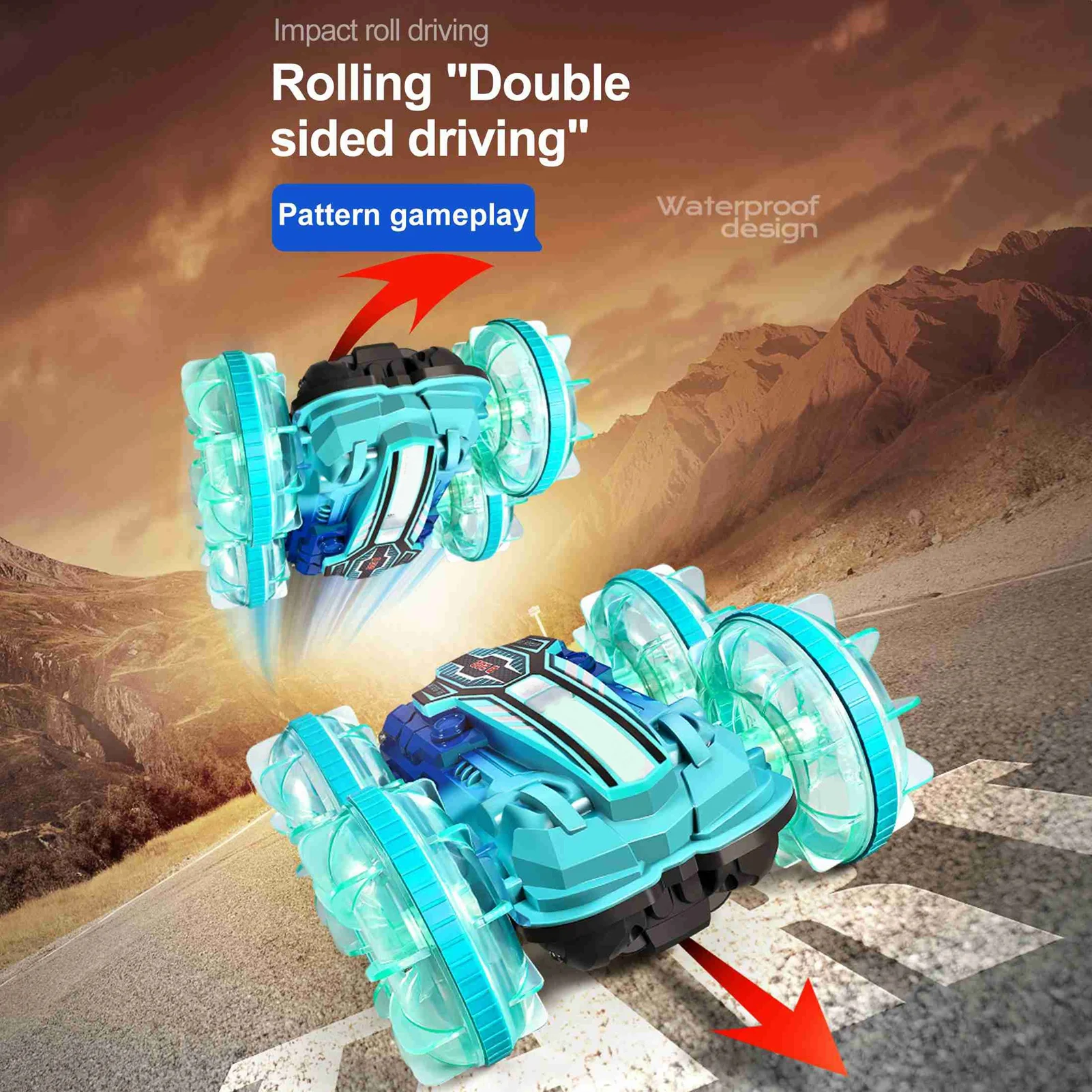 

Remote Control Car Boat Gesture Sensing RC Waterproofing Stunt 4WD Water All Terrain Beach Pool Toys with LED Lights