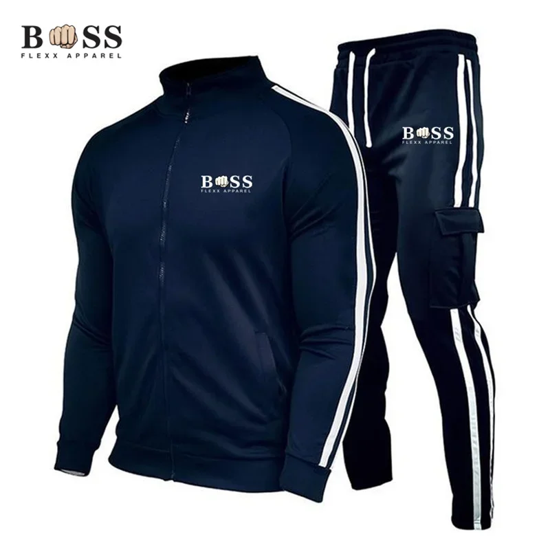 New High Quality Spring and Autumn Men\'s Zipper Sportswear Set Fashion Men\'s Sportswear Set Long sleeved Pants Sportswear Set