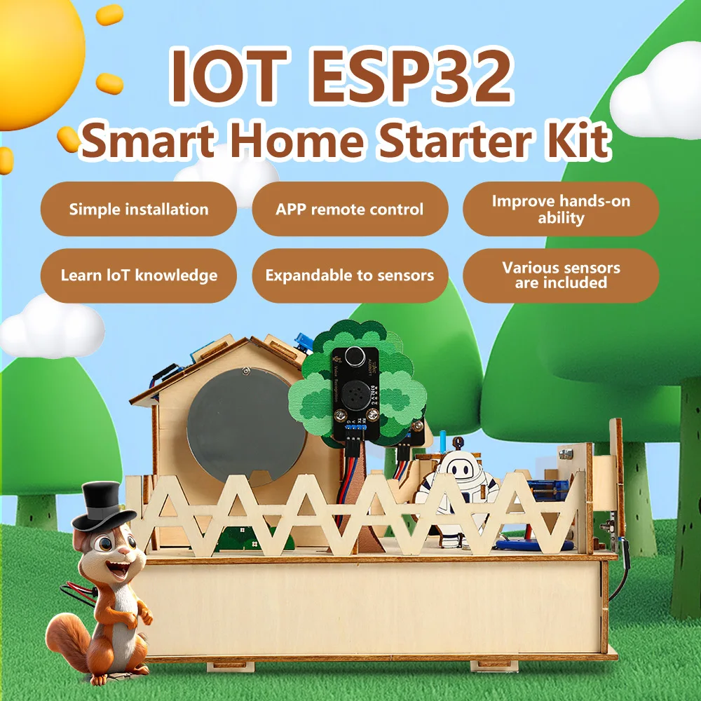 ACEBOTT Smart Home STEM STEAM Starter Kit Wooden House IoT Wifi Blockly Programming for ESP32 Arduino