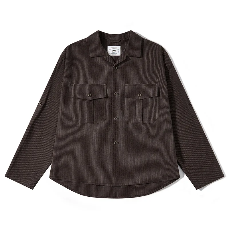 Men's American Retro Cuban Lin Shirt Early Spring Original Hunting Jacket 100% Cotton Yarn-dyed Washed Casual Retro Style