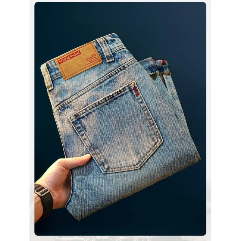 

Мужские джинсы в стиле ретро, простые и универсальные модные городские деловые мужские брюки, свободные прямые осенние брюки