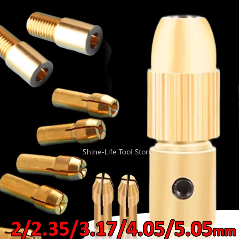 7Pcs/set 0.5-3mm（Inner 2mm-5.05mm）Mini Twist Drill Brass Collet Set Small Electric Drill Bit Collet Micro Twist Chuck Tool