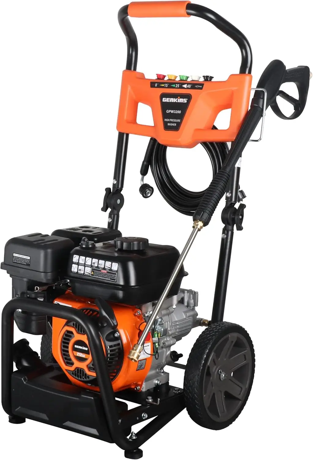 Gas Powered Foldable Pressure Washer 3200 PSI and 2.5 GPM, Soap Tank and Five Nozzle Set | Compact & Foldable