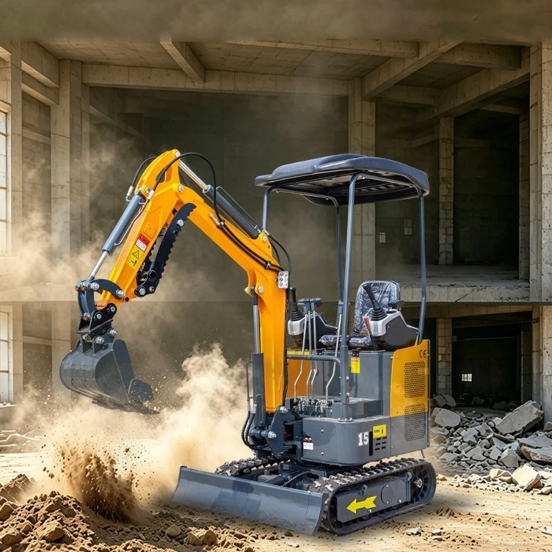 FOB Price Household Mini Excavator Crawler Multifunctional Orchard Digging Machine HT15 Small Construction Excavator