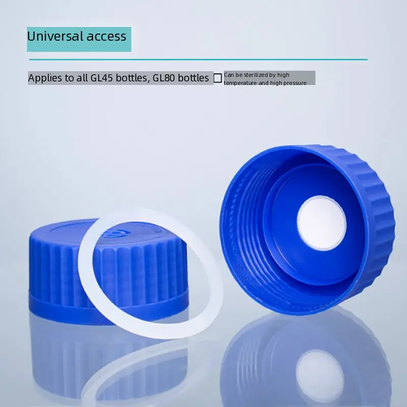 GL45 blue cap with PTFE membrane breathable filter cap, high temperature and high pressure sterilizable bottle cap GL80 cap