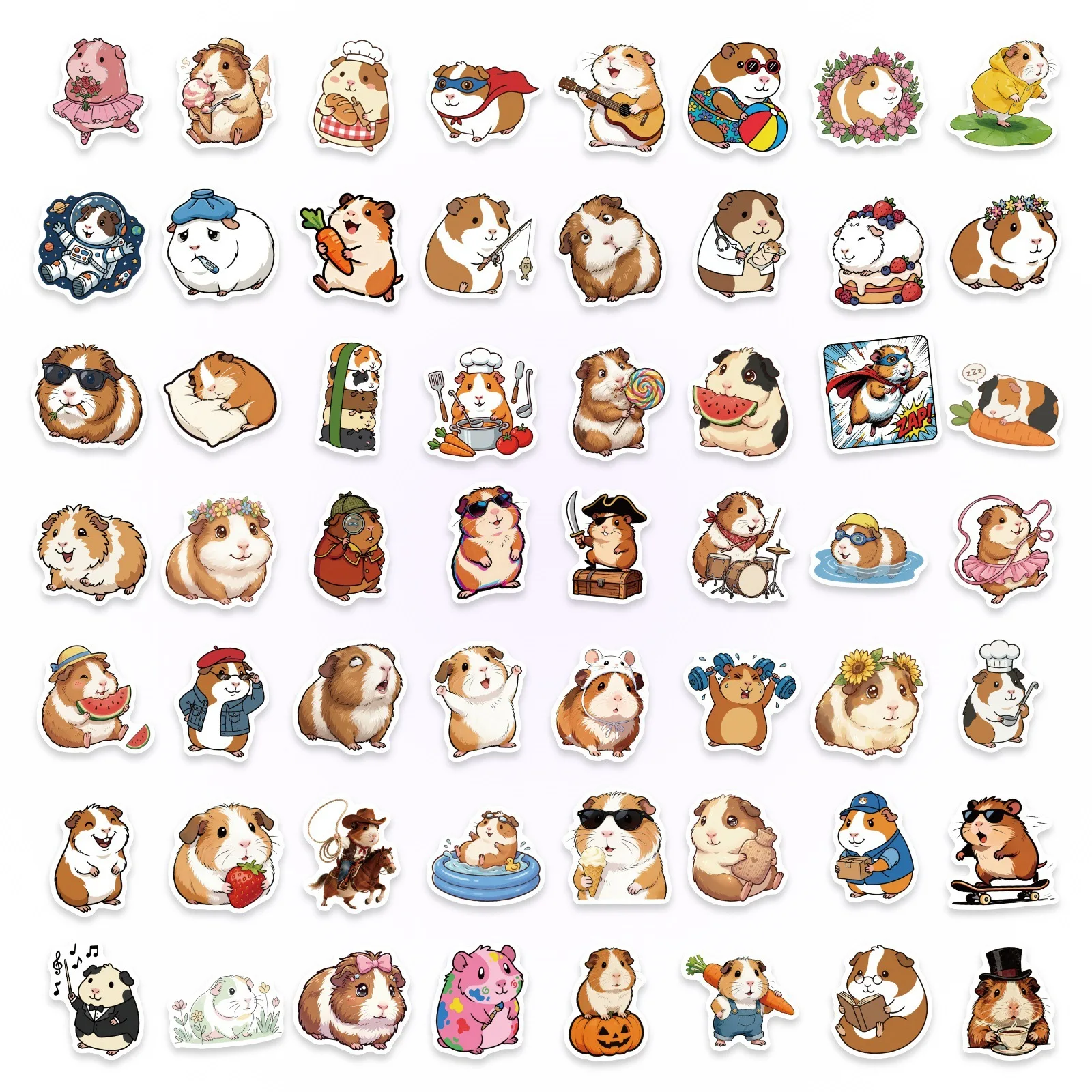 56/112 Pcs Cartoon Funny Guinea Pig Stickers DIY Scrapbook for Stationery Box Phone Laptop Thermos Thick Removable Decals