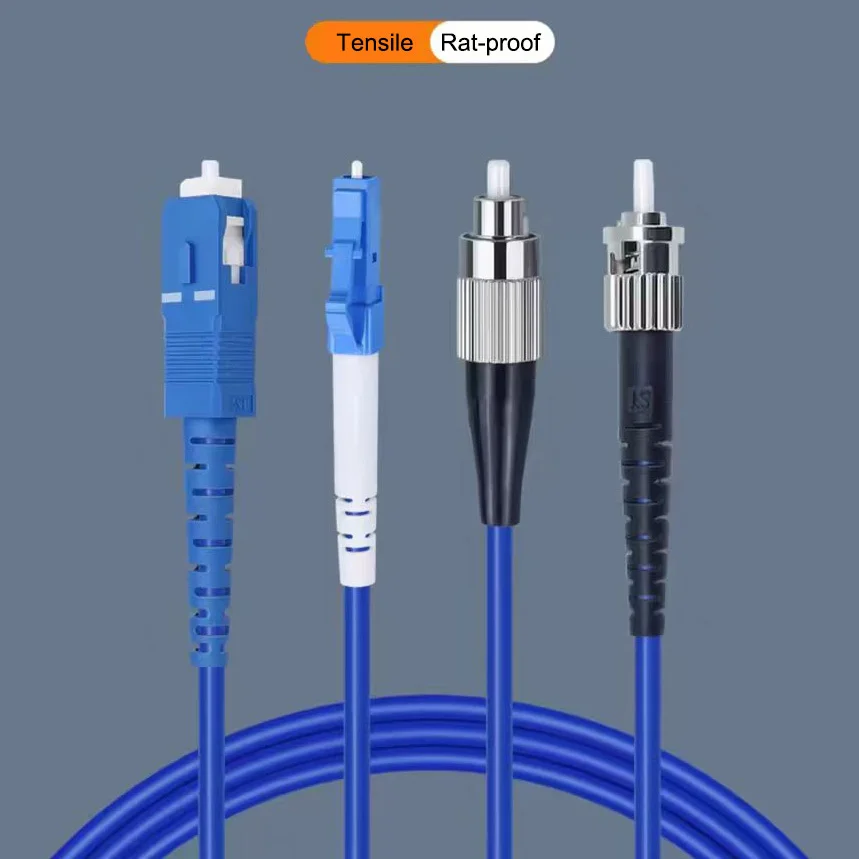 LC/SC/FC/ST Armored Fiber Optical Patch Cable Single Mode Simplex/Duplex UPC OS2 3.0mm PVC