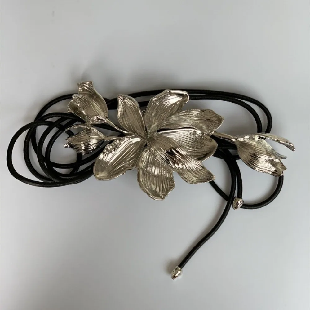 

Versatile Adjustable Golden Tulip Belt Alloy Vintage Metal Flower Waist Chain Silver Waistband Exaggerated Belt Gift