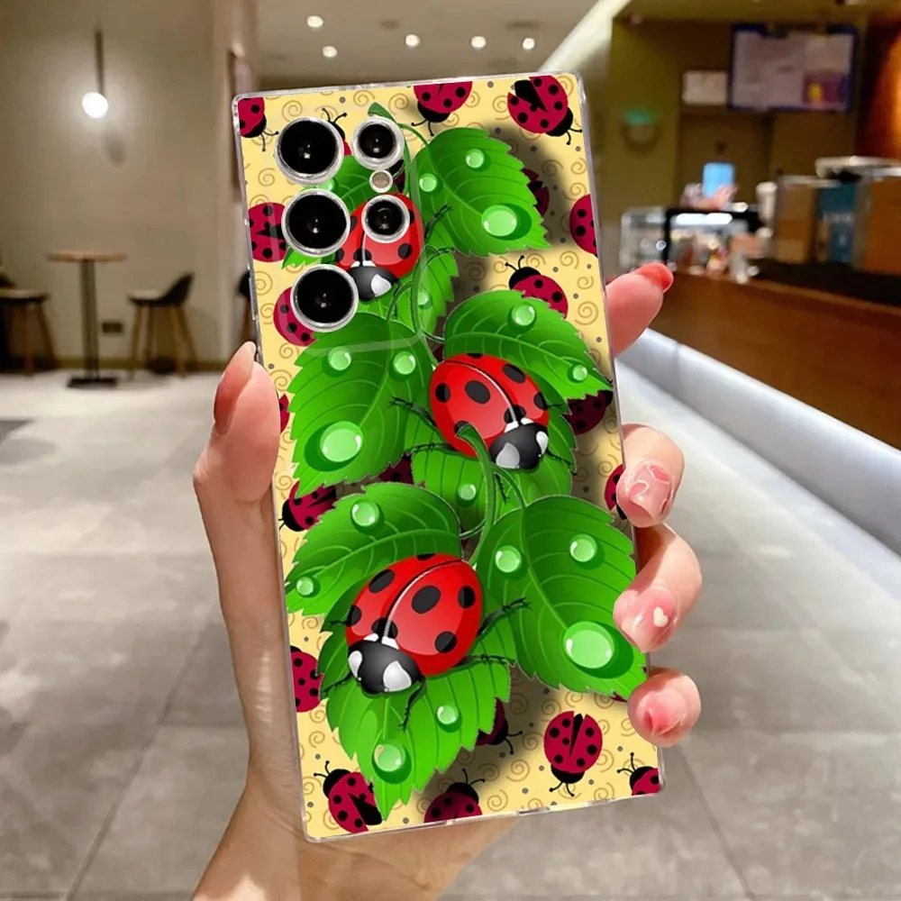 Insect Seven-Star ladybug Phone Case For Samsung Galaxy A71,70,52,51,40,31,A50,30S,21S,Note20ultra Transparent Cover