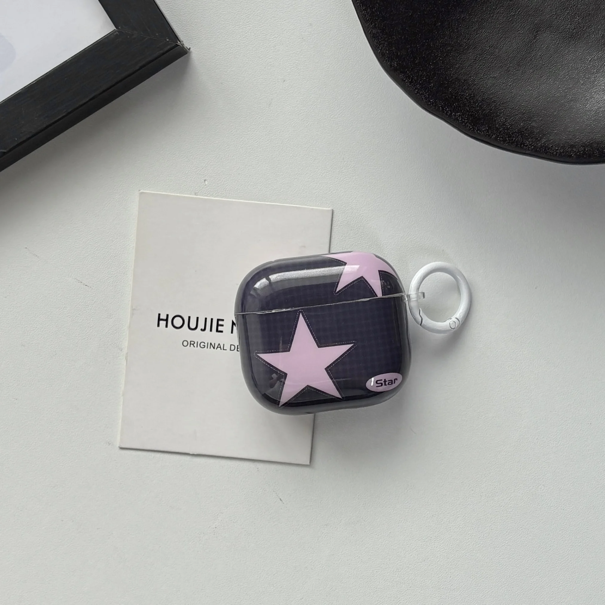 Y2K Style Fashion Blue Pink Five-Pointed Star Check Pattern Protective Earphone Case Suitable for AirPods 5 2 3 4 Pro Pro2 Pro3