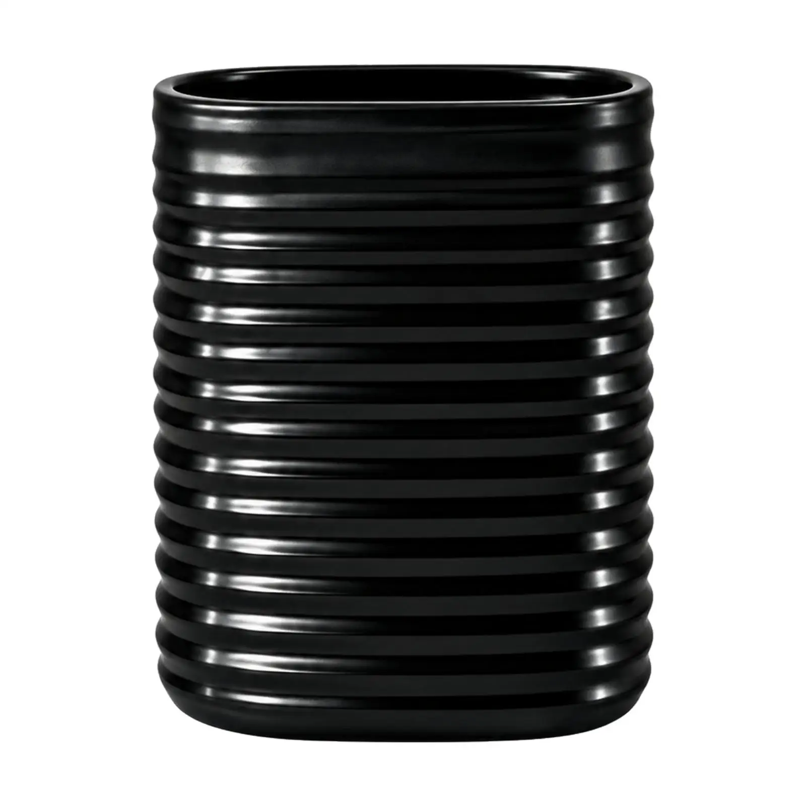 Cylindrical Ceramic Flower Pot High-Temperature Fired Cylindrical Planter with Ribbed Exterior Ribbed Ceramic Planter Round