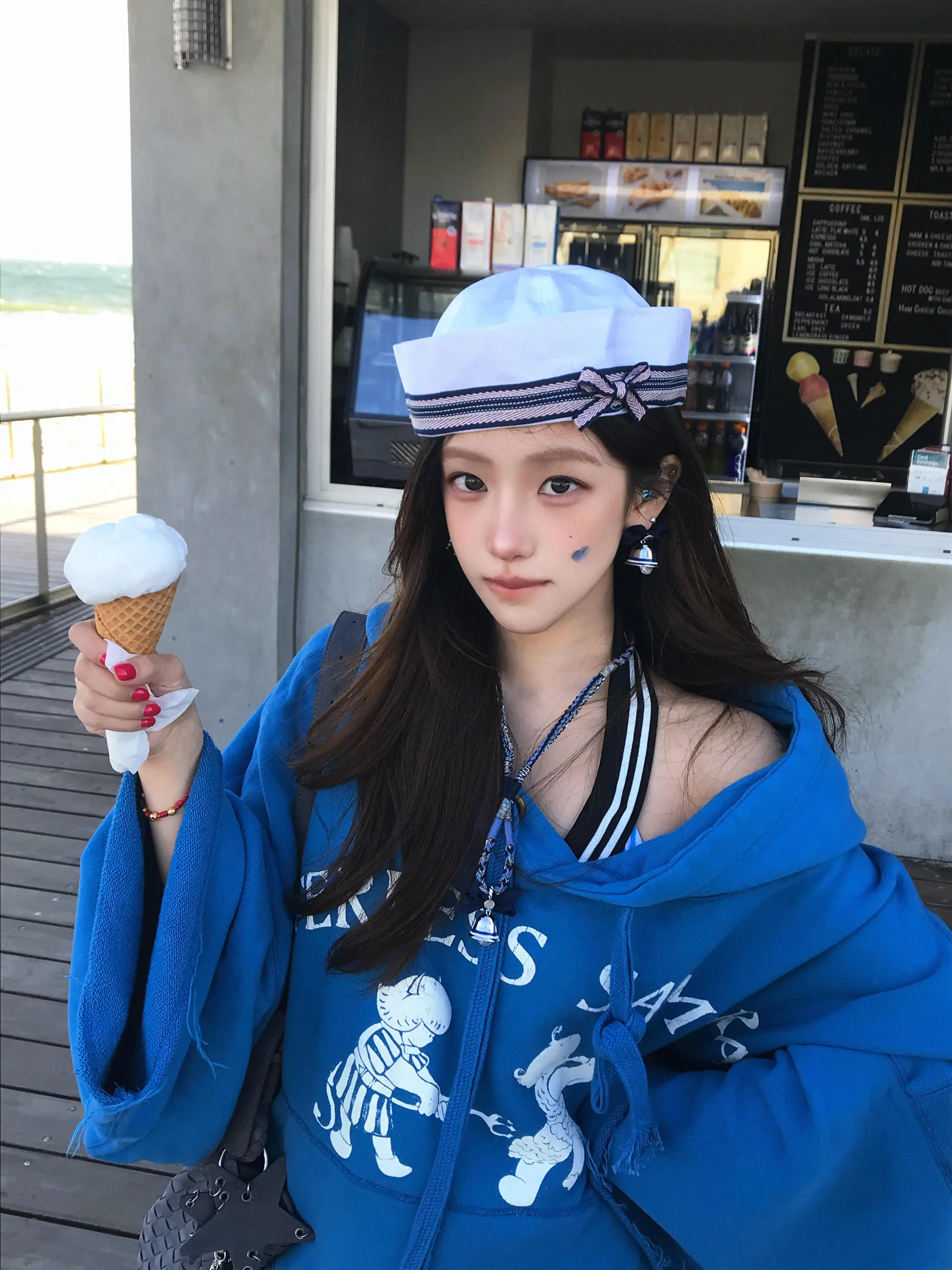 

Retro American Cartoon Letter Print Thickened Hoodie Women's Fashionable Oversized Sweatshirt Cotton Blend Long Sleeve Zipper