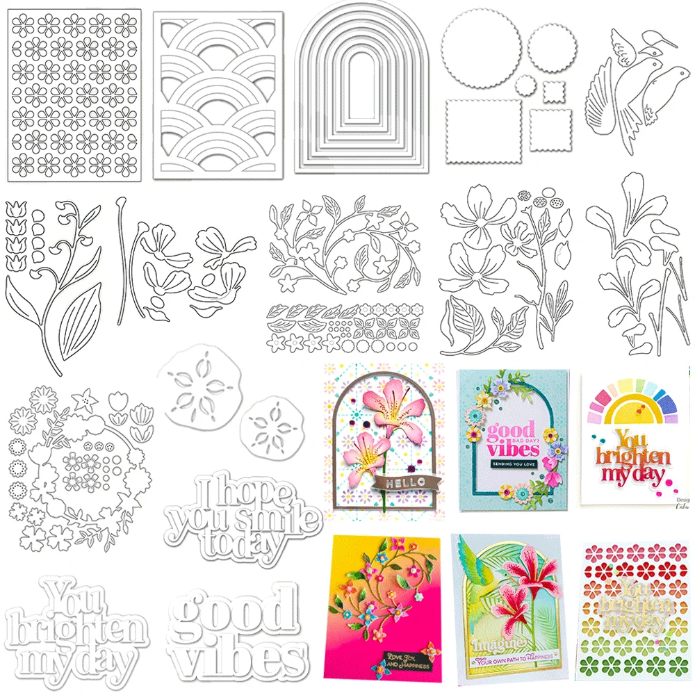Metall-Stanzformen mit botanischen Blumen- und geometrischen Motiven, Prägestanzformen für DIY-Kartenherstellung, Scrapbooking, Bastelbedarf
