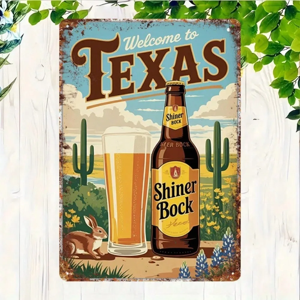 

Vintage Texas Shiner Bock Metal Sign, 8x12 Inch Retro Tin Wall Decor for Bar, Man Cave, Garage - Perfect for Valentine's & Art D