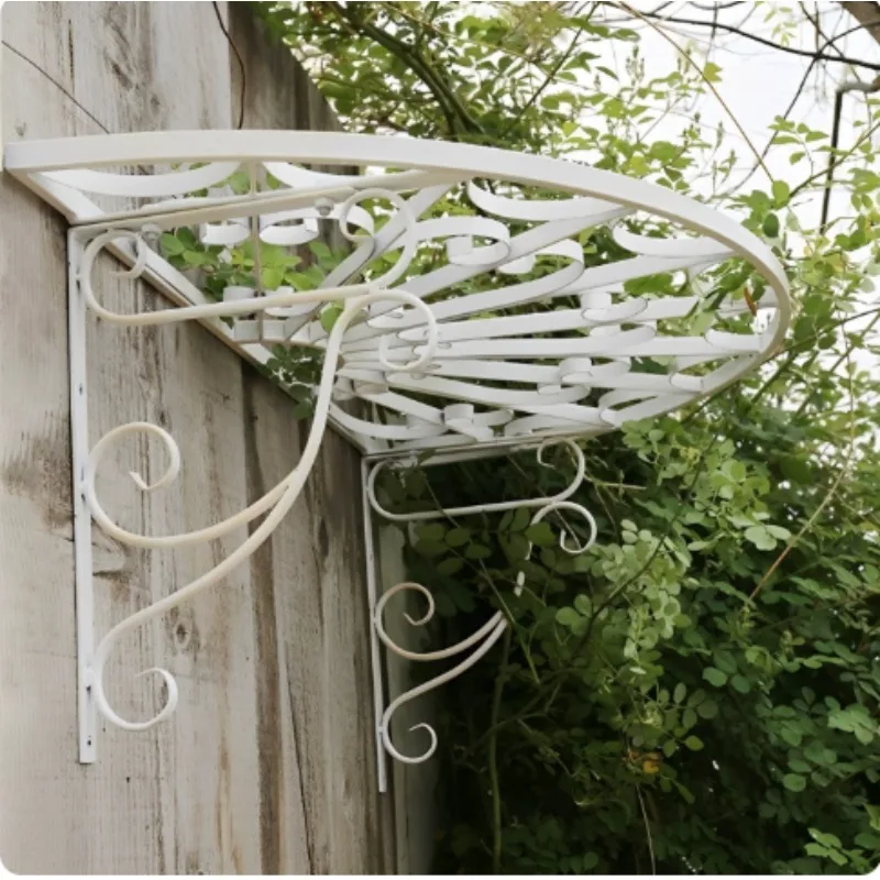 Villa Courtyard European & American Wrought Iron Window, Eaves Canopy Shelf, Wall Mounted Flower Rack