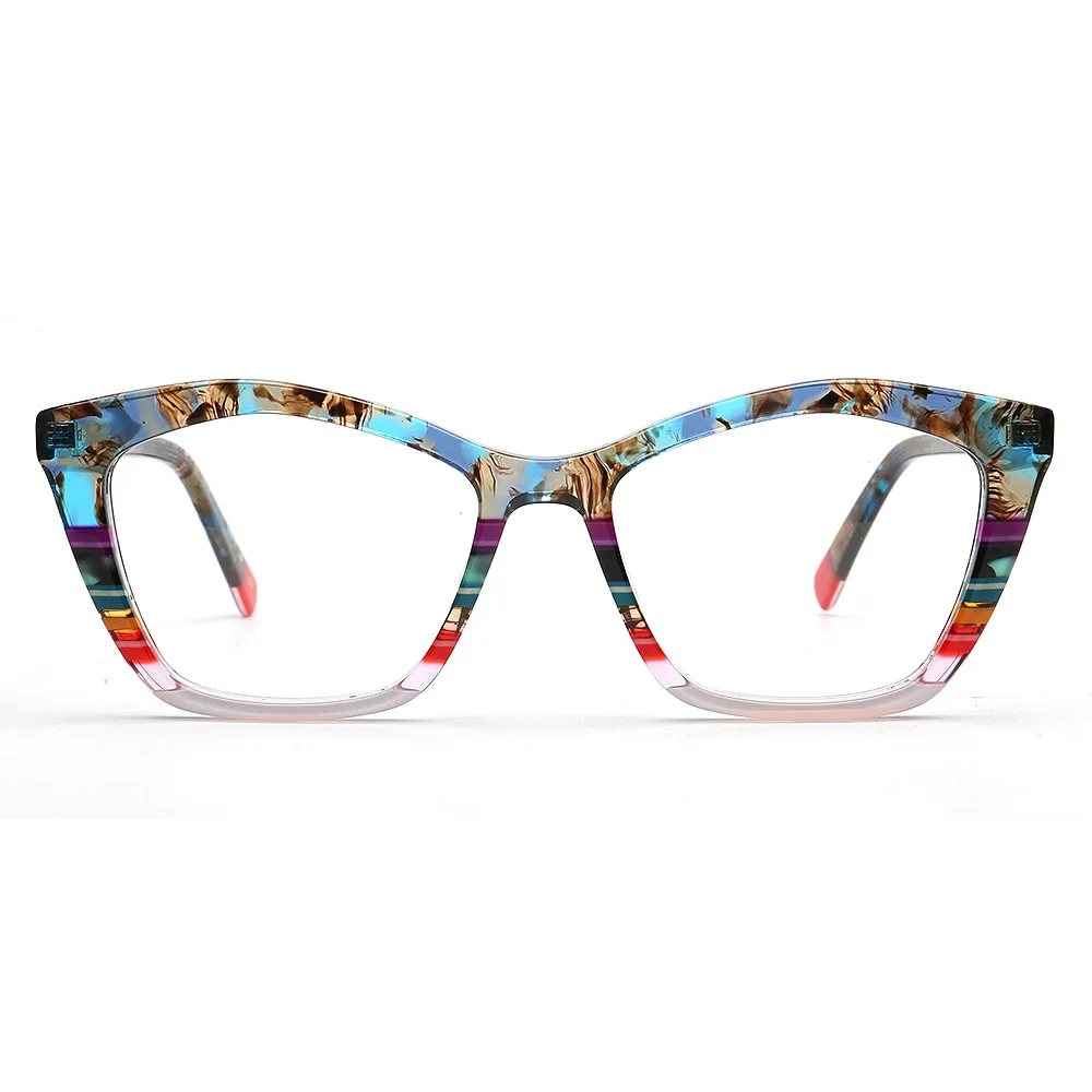 Fashion Large Frame Acetate Glasses Men Optical Prescription Eyewear Color-blocked Women Myopia Reading Personality Eyeglasses