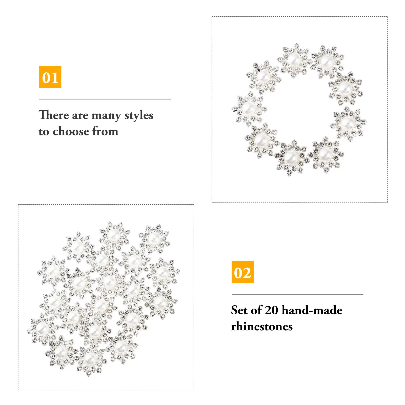 20pcs Alloy Rhinestone Flower DIY Accessories for Hair Clips, Headbands, Bags, Jewelry Making Craft Supplies