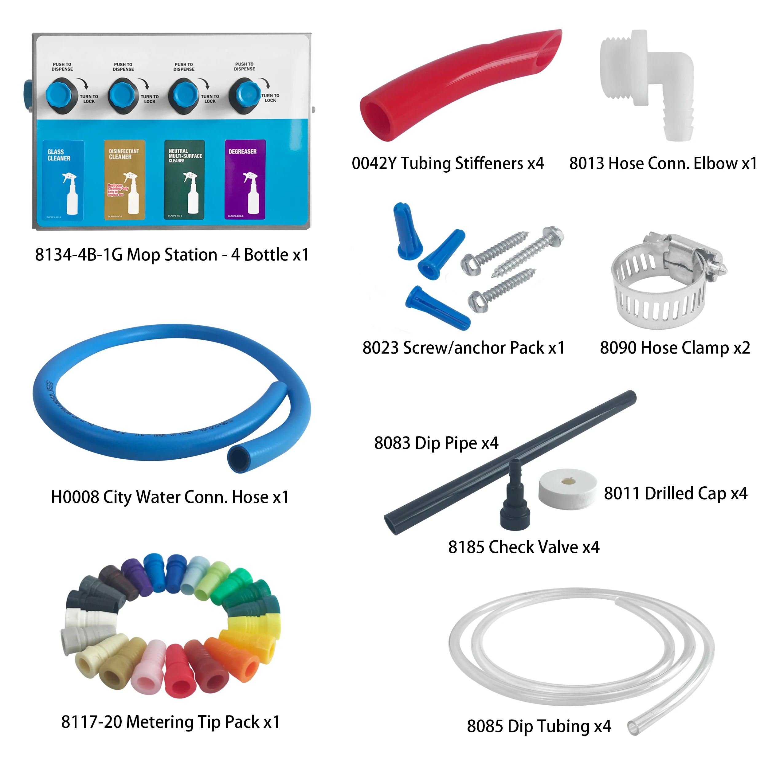 موزع زجاجة رذاذ 4 منتجات، نسبة كيميائية للسوبر ماركت، مطعم، 8134-4B-1G