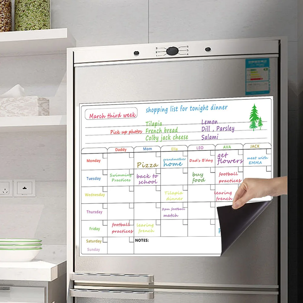 Weekly Schedule Magnetic Sticker A3 Kitchen Fridge Magnet Pet Writable White Board Sticker for School Office