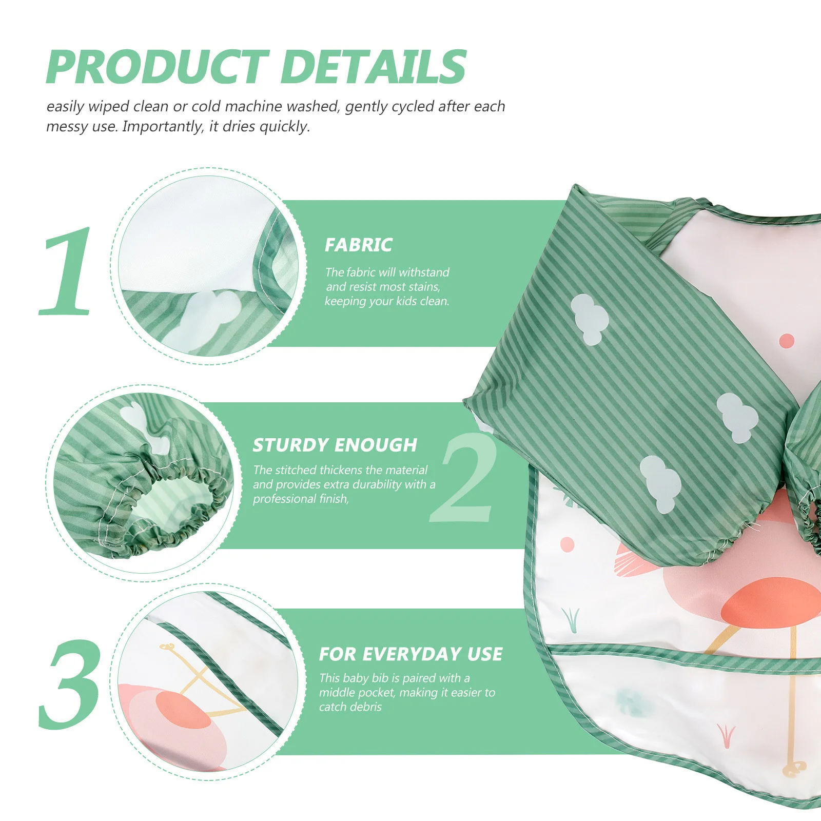 

Waterproof Sleeved Bib Baby Feeding Apron Eva Material Toddler Painting Protector Long Sleeve Bibs for Infants Easy Clean