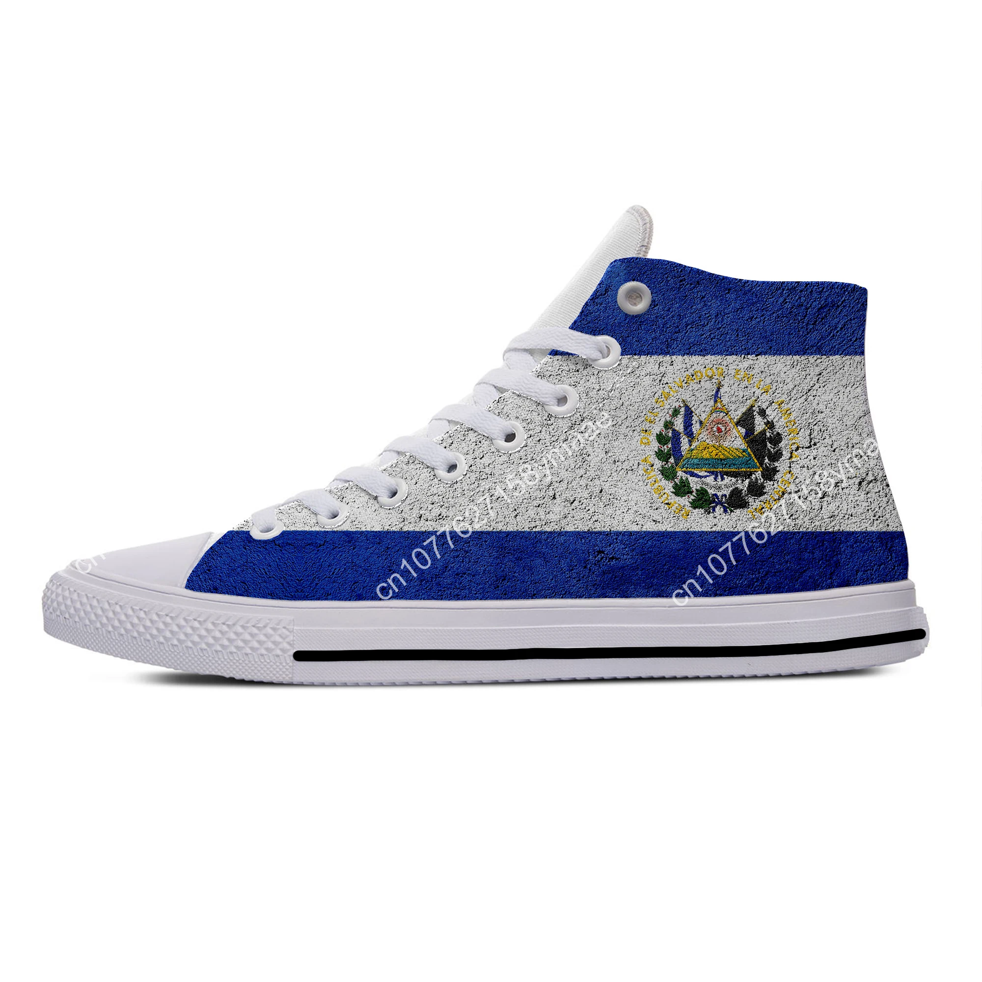 Hot Summer El Salvador Flag Popular Funny Novelty Casual Board Shoes High Top Lightweight Breathable Men Women Latest Sneakers