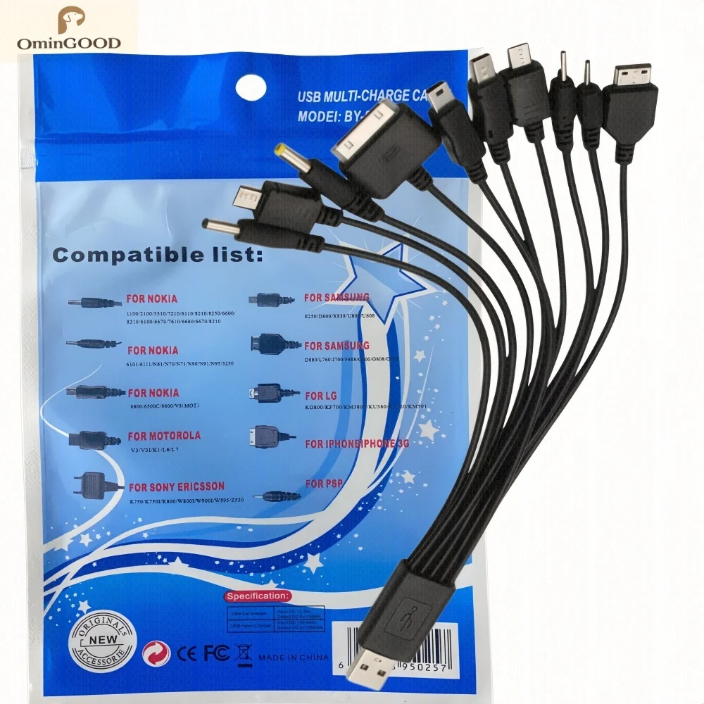 Tragbares 10-in-1-Multifunktions-USB-Ladekabel, universelles Multi-Stecker-Telefonladegerät, kompatibel mit allen Android-Smartphones – Detail 8